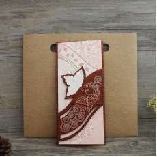 Wooden Invitation Card Half Fold Invitation Pink Wedding Card Customized